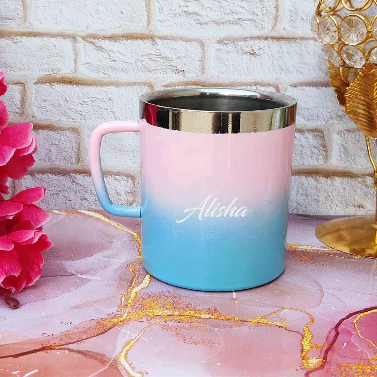 Personalized Pink and Blue Mug